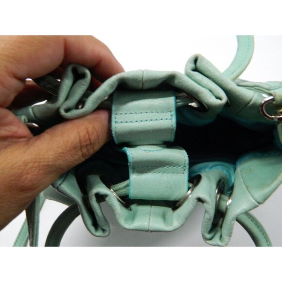 Mint Green Wilsons Leather Maxima Drawstring Handbag Dual Straps  Adj Crossbody - Picture 11 of 12